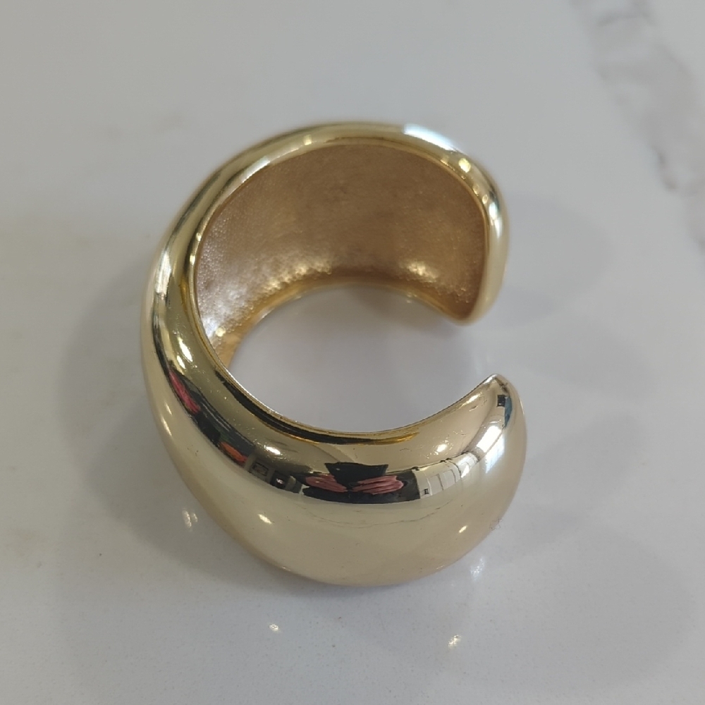 Ann Taylor Gold Wide Cuff Bracelet - Classic Open Bangle NWOT - Picture 5 of 6